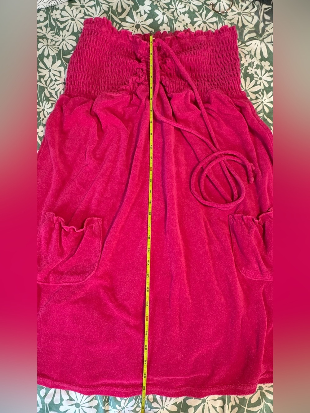 Bright Fuchsia Strapless Terrycloth Sundress | 29” | size L - Picture 2 of 2
